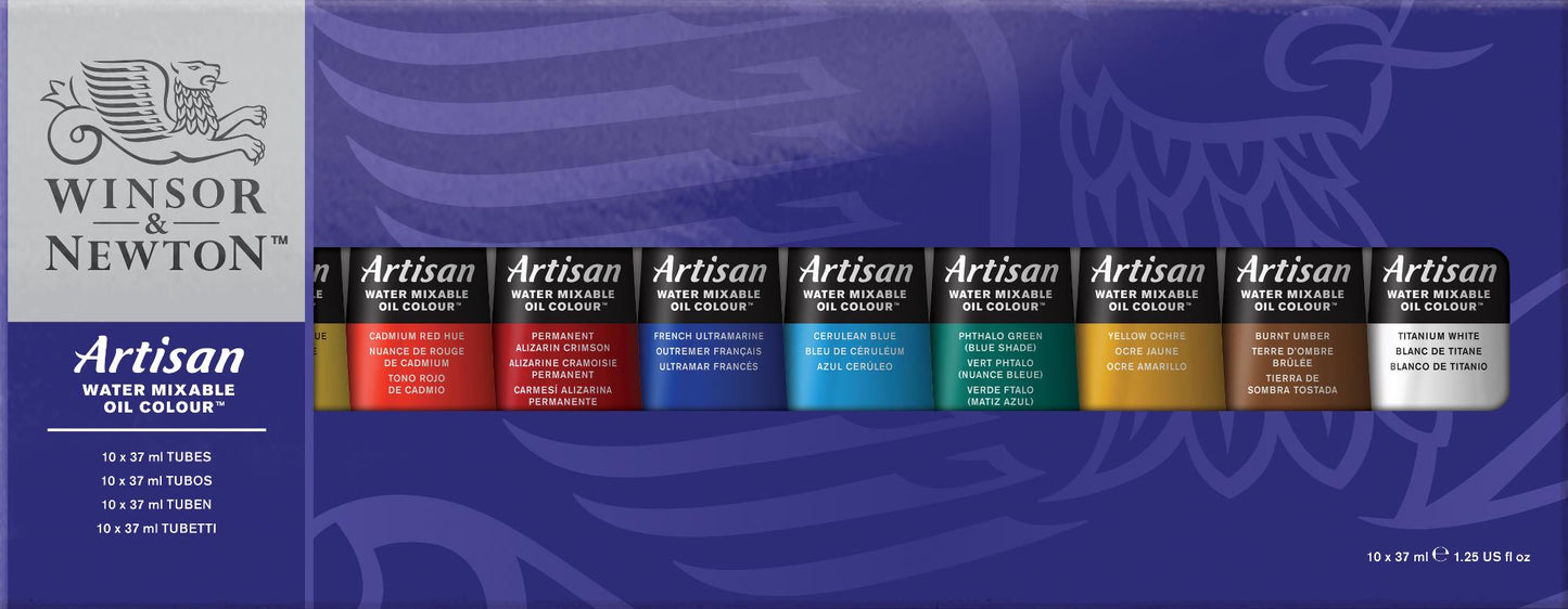 Winsor & Newton Artisan Water Mixable Oil Colour 10x37ml Tube Set.