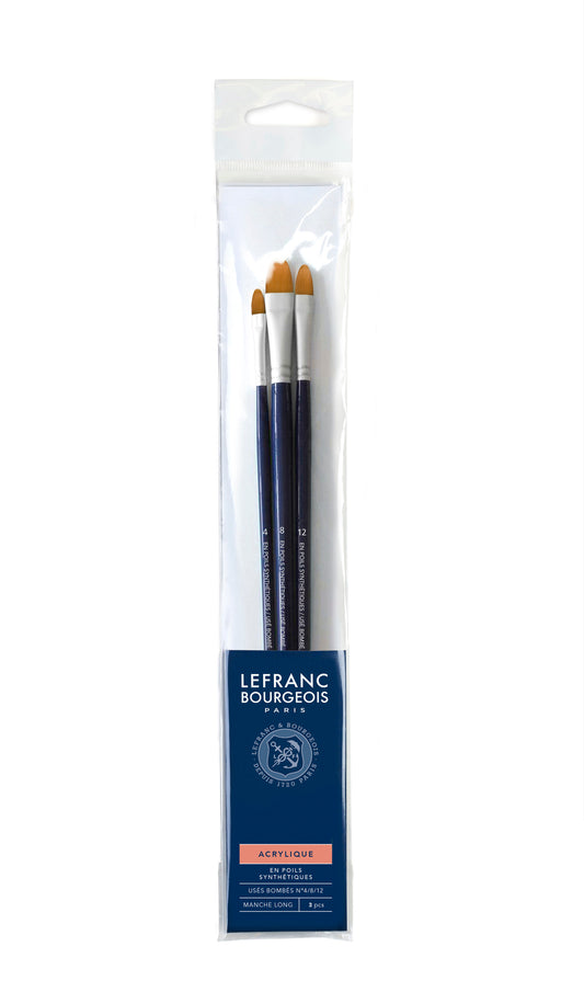 Lefranc Bourgeois Assortment of Synthetic Short Handle Filbert Brush (N°4/8/12)