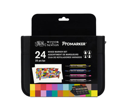 Winsor & Newton Promarker Mixed Marker Set- 24 Wallet