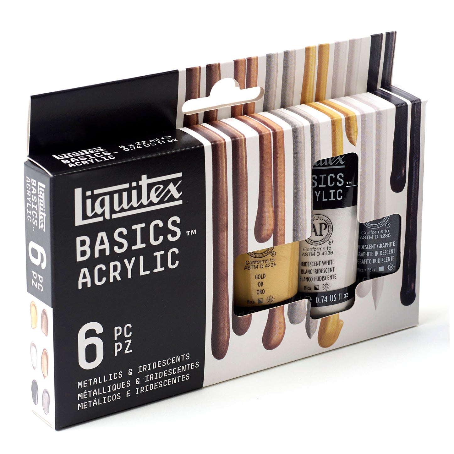 Liquitex Basics Acrylic Set - 6x22ml - Metallics & Iridescents