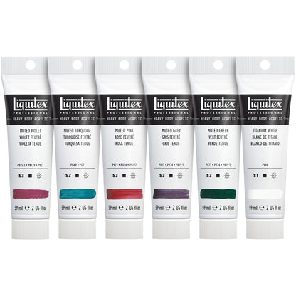 Liquitex Professional Heavy Body Acrylic Set - 6x59ml - Muted Collection + White