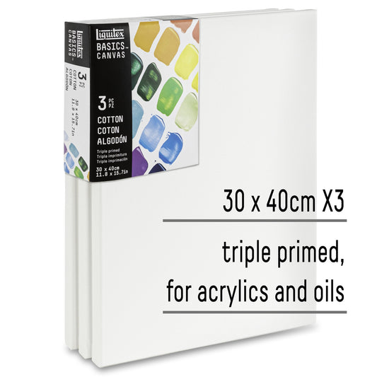 Liquitex Basics Set Of 3 Cotton Canvas 30x40cm