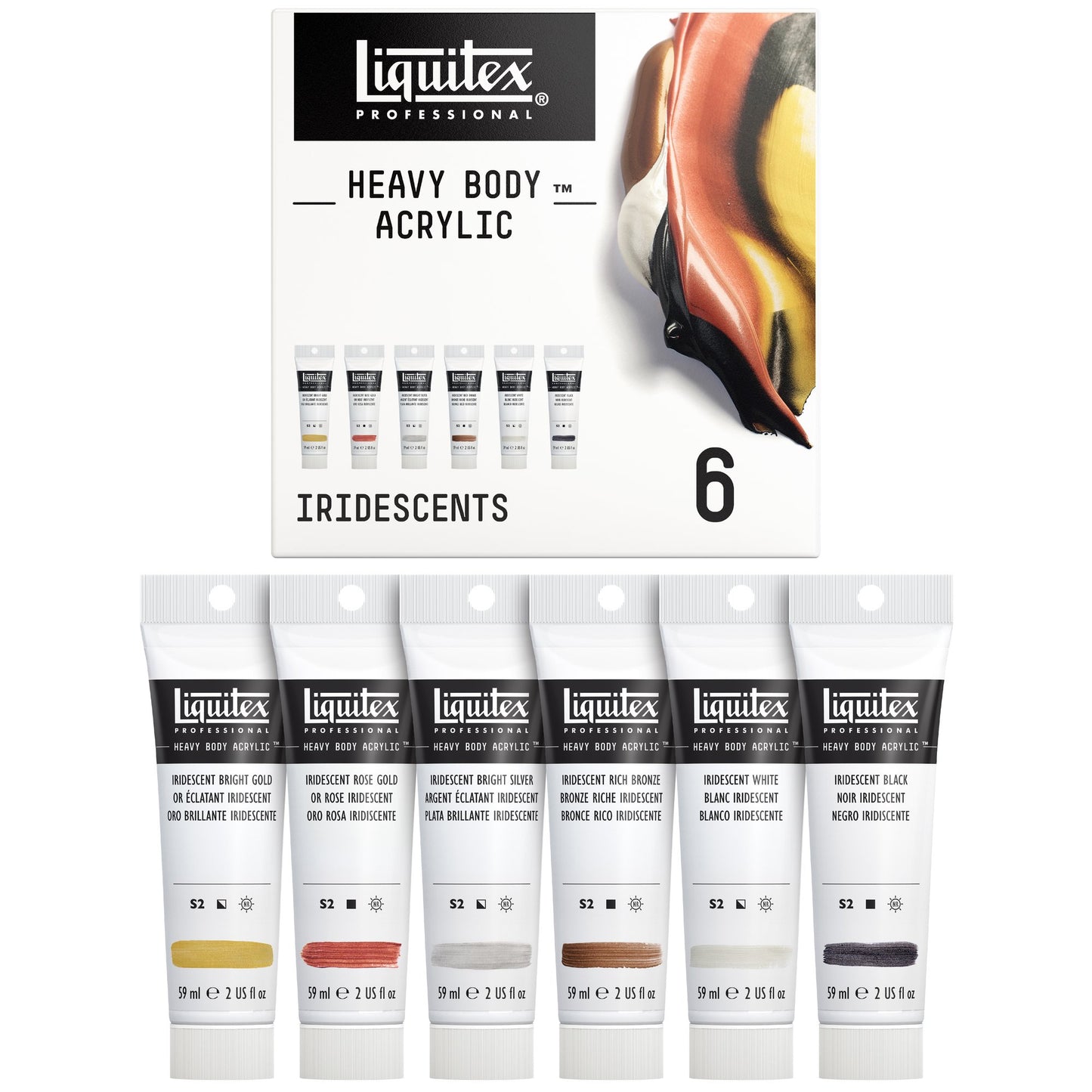 Liquitex Professional Heavy Body Acrylic Set Of 6x59ml Tube Iridescent