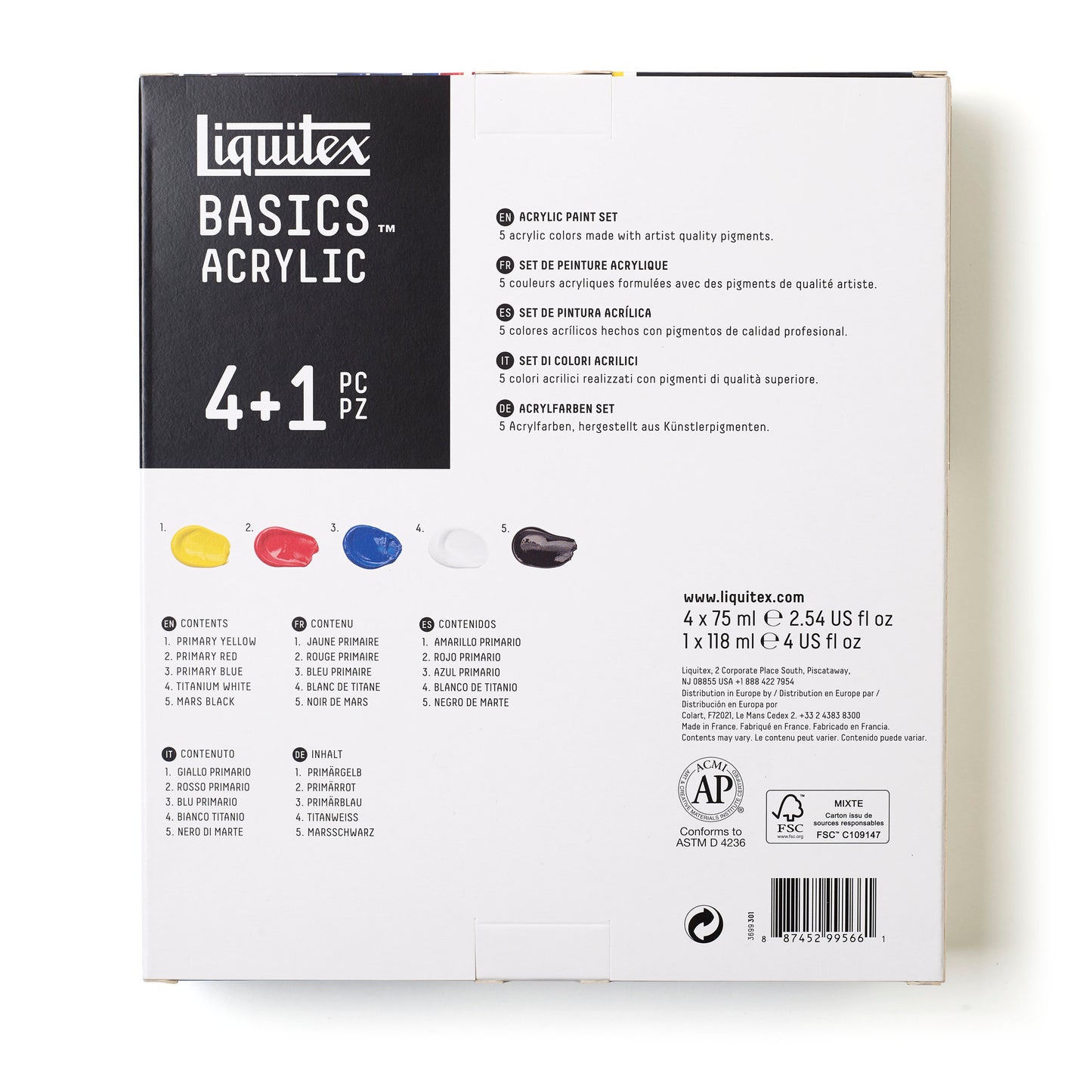 Liquitex Basics Acrylic Set - 4x75ml, 118ml White - Essentials