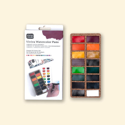 Viviva Watercolour Pan Set - Original 16 Colours