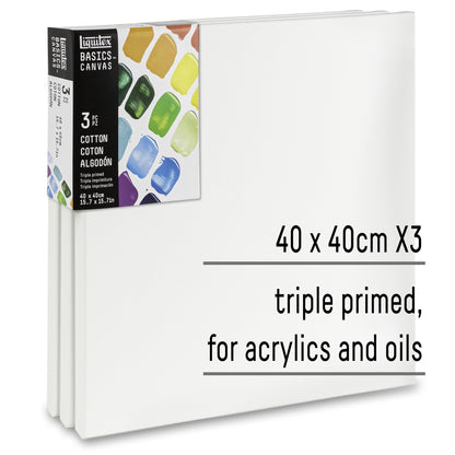 Liquitex Basics Set Of 3 Cotton Canvas 40x40cm