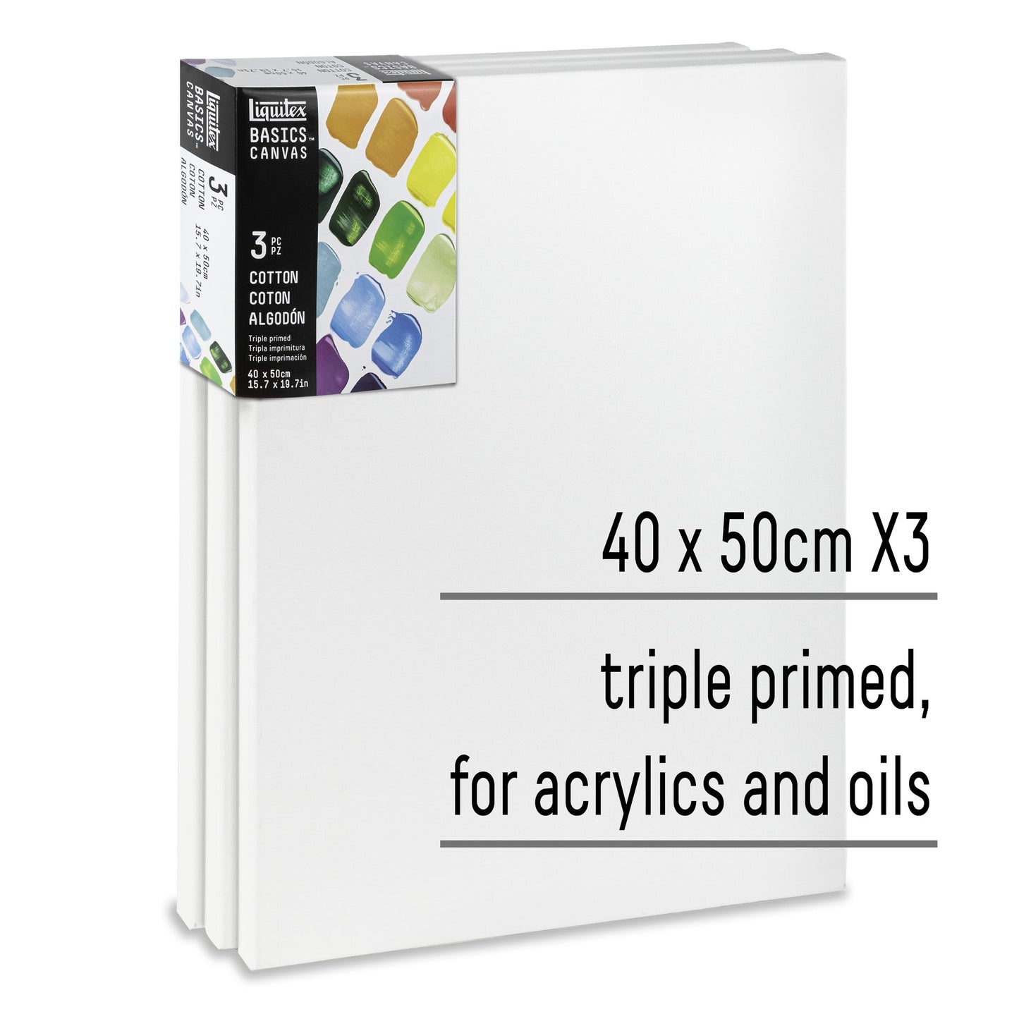 Liquitex Basics Set Of 3 Cotton Canvas 40x50cm